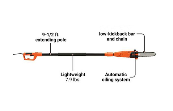 6.5A 2.65mの庭の電気チェーンソー10のインチ電気ポーランド人は枝については9.5Ftを見た