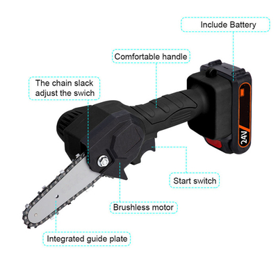 6インチ300W電池のコードレス携帯用チェーンソー機械Handholdの電気木製の切断